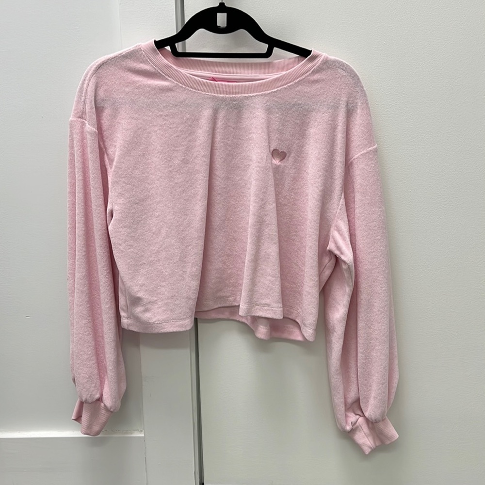 Stoney Clover for Target Women’s Pink Terry Long Sleeved Cropped Top - medium